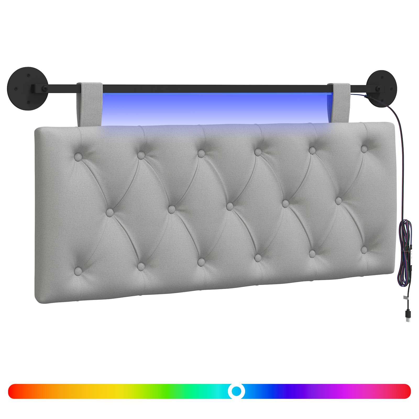 Hängendes Kopfteil Mit LED Licht Wolkengrau Stoff
