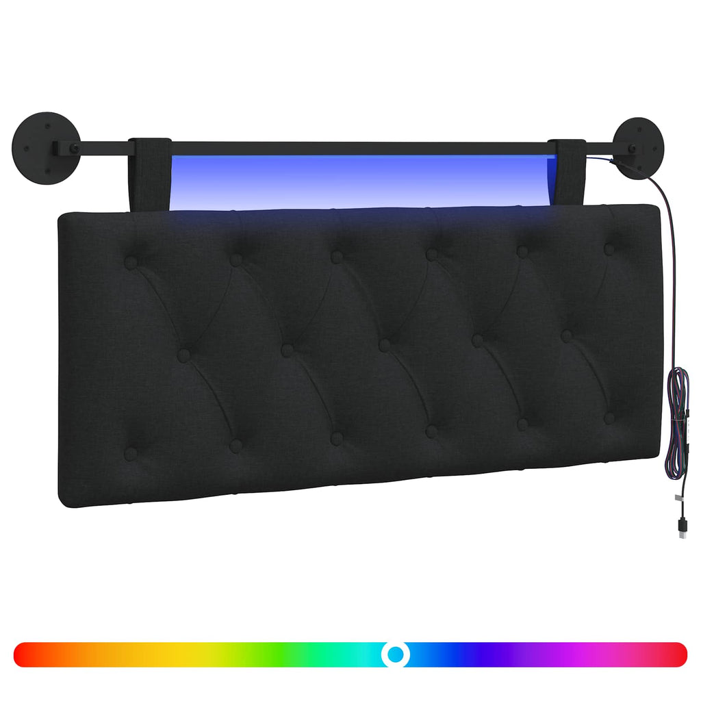 Hängendes Kopfteil Mit LED Licht Schwarz Stoff