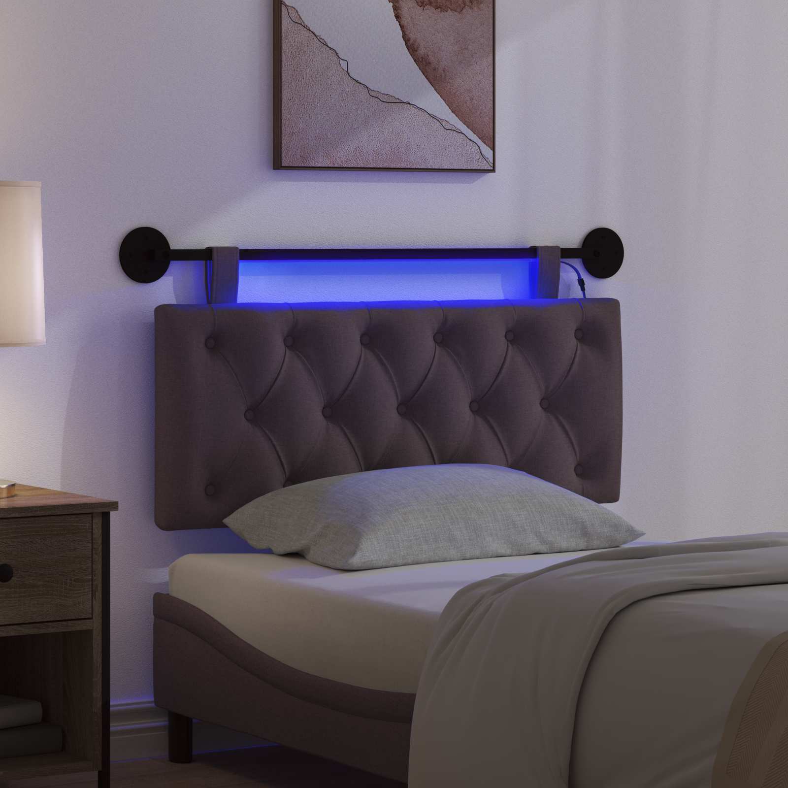 Hängendes Kopfteil Mit LED Licht Dunkelbraun Stoff