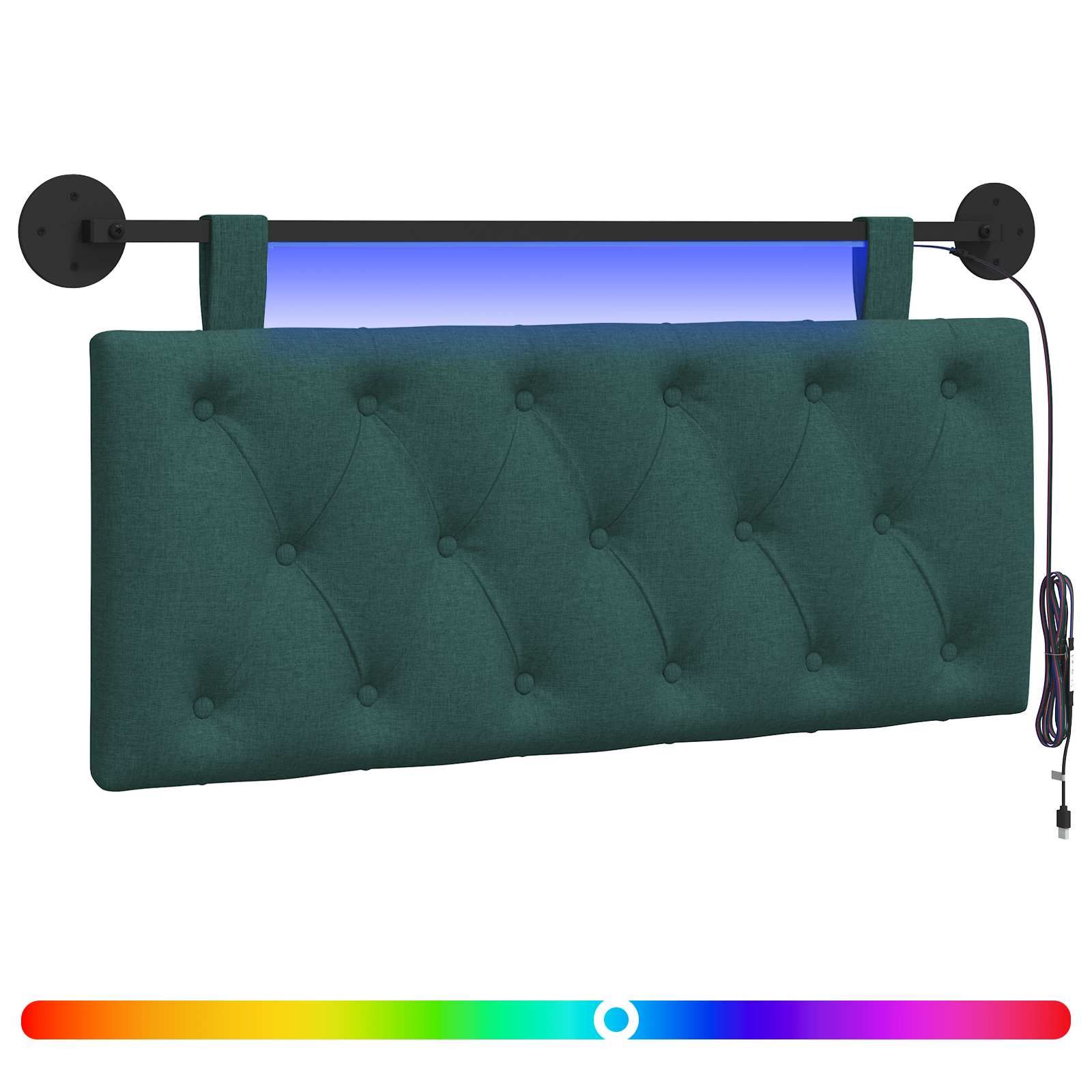 Hängendes Kopfteil Mit LED Licht Dunkelgrün Stoff