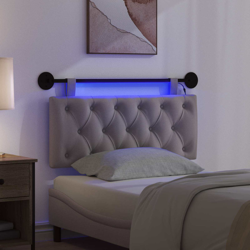 Hängendes Kopfteil Mit LED Licht Taupe Stoff