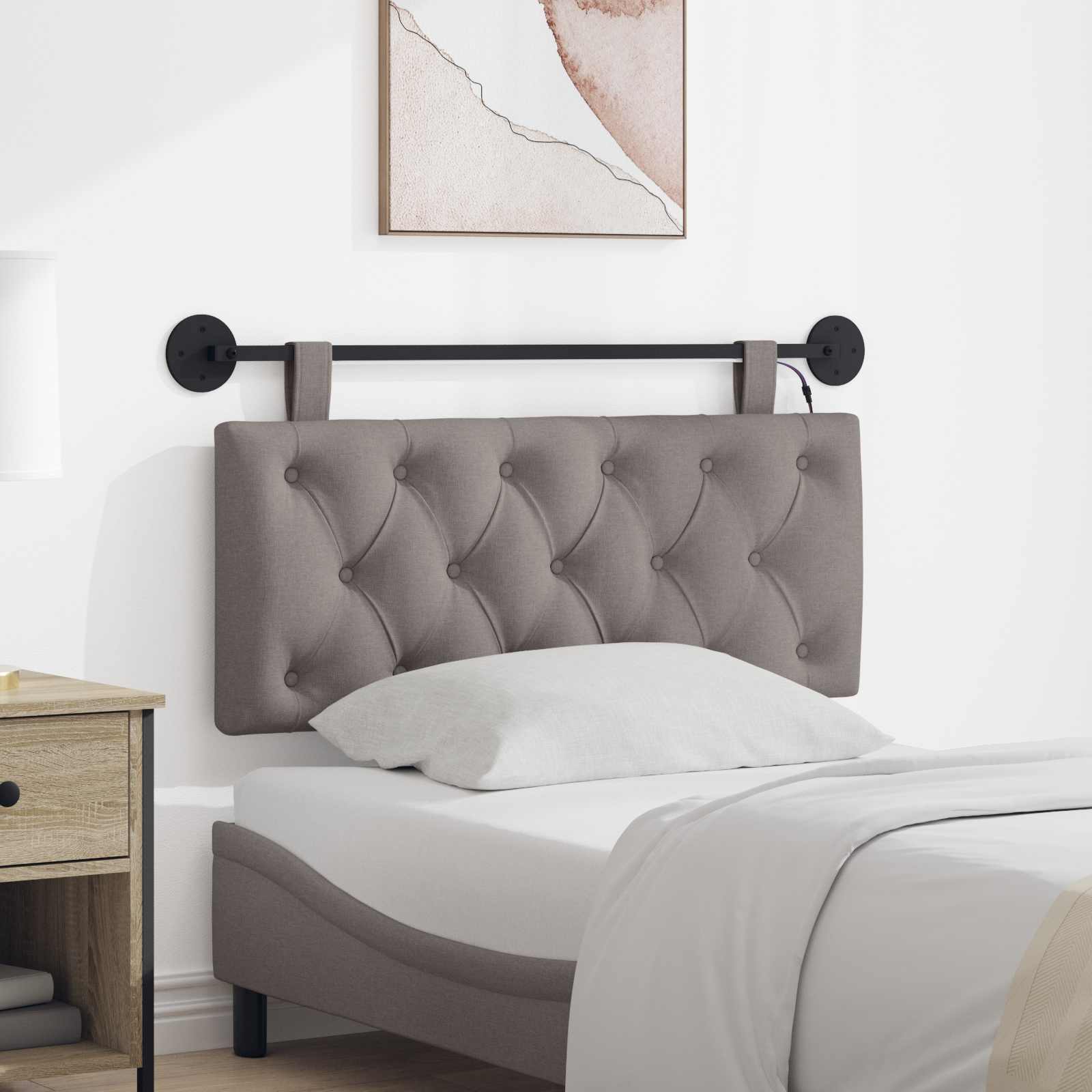 Hängendes Kopfteil Mit LED Licht Taupe Stoff