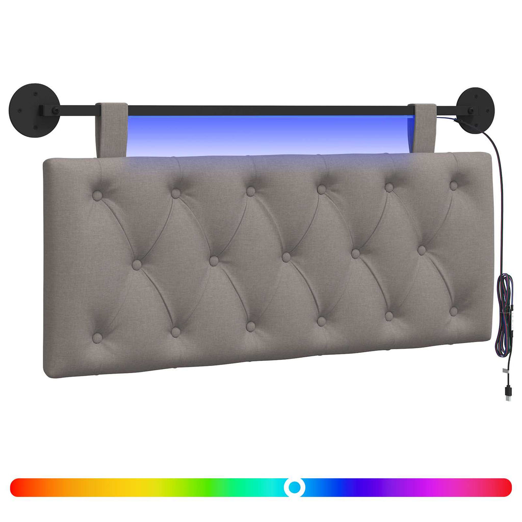 Hängendes Kopfteil Mit LED Licht Taupe Stoff