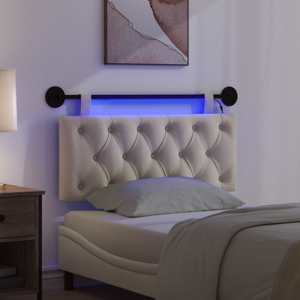 Hängendes Kopfteil Mit LED Licht Creme Stoff