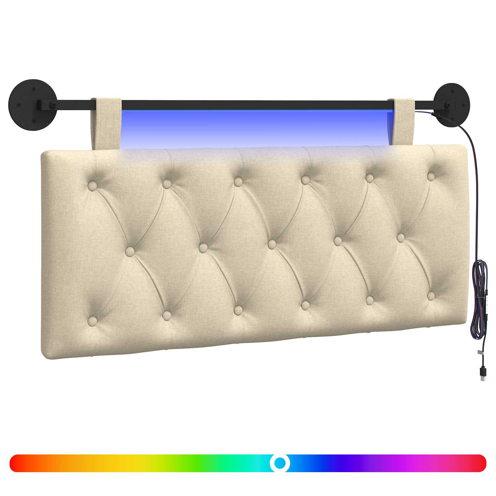 Hängendes Kopfteil Mit LED Licht Creme Stoff