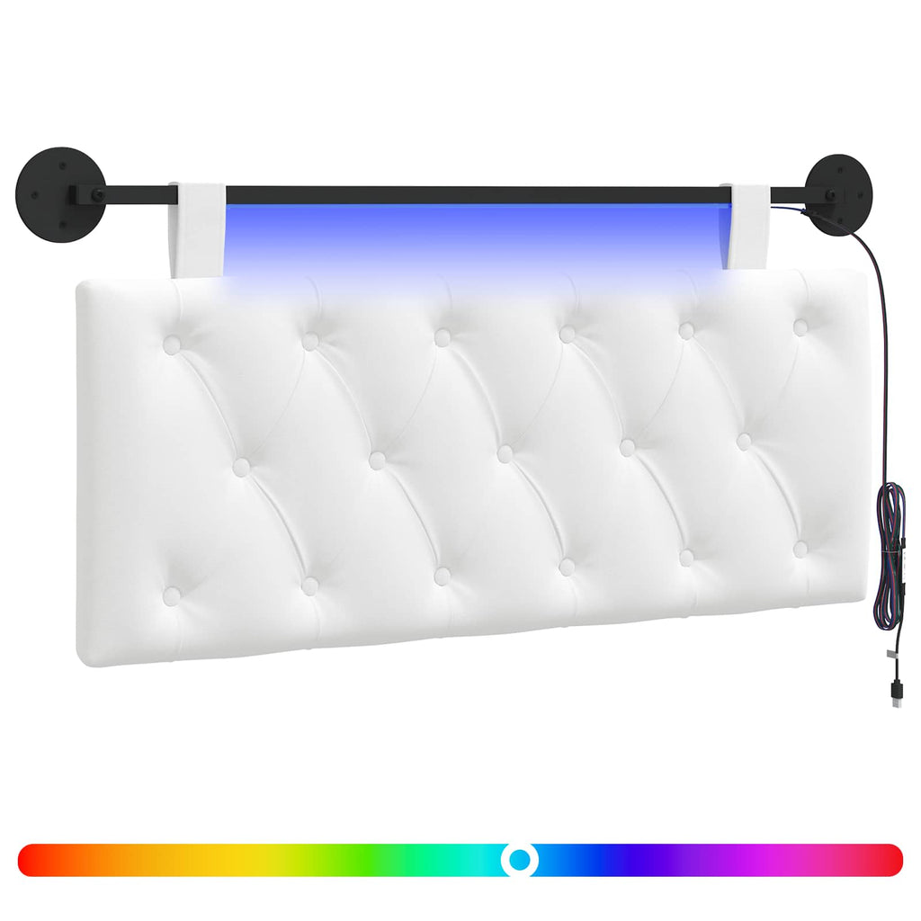 Hängendes Kopfteil Mit LED Licht Weiß Stoff