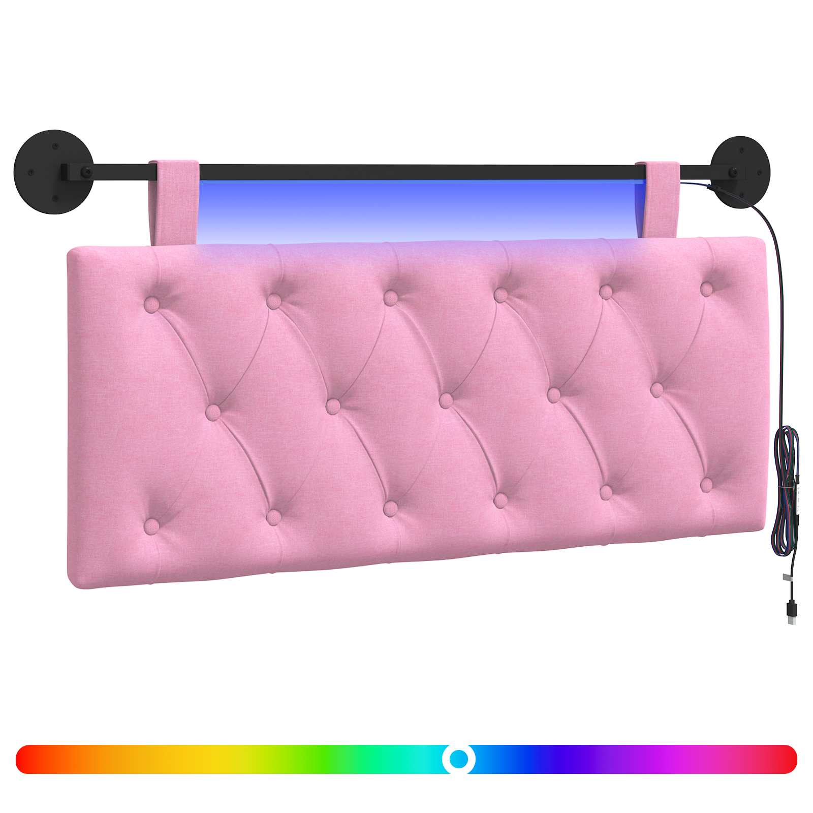 Hängendes Kopfteil Mit LED Licht Rosa Stoff