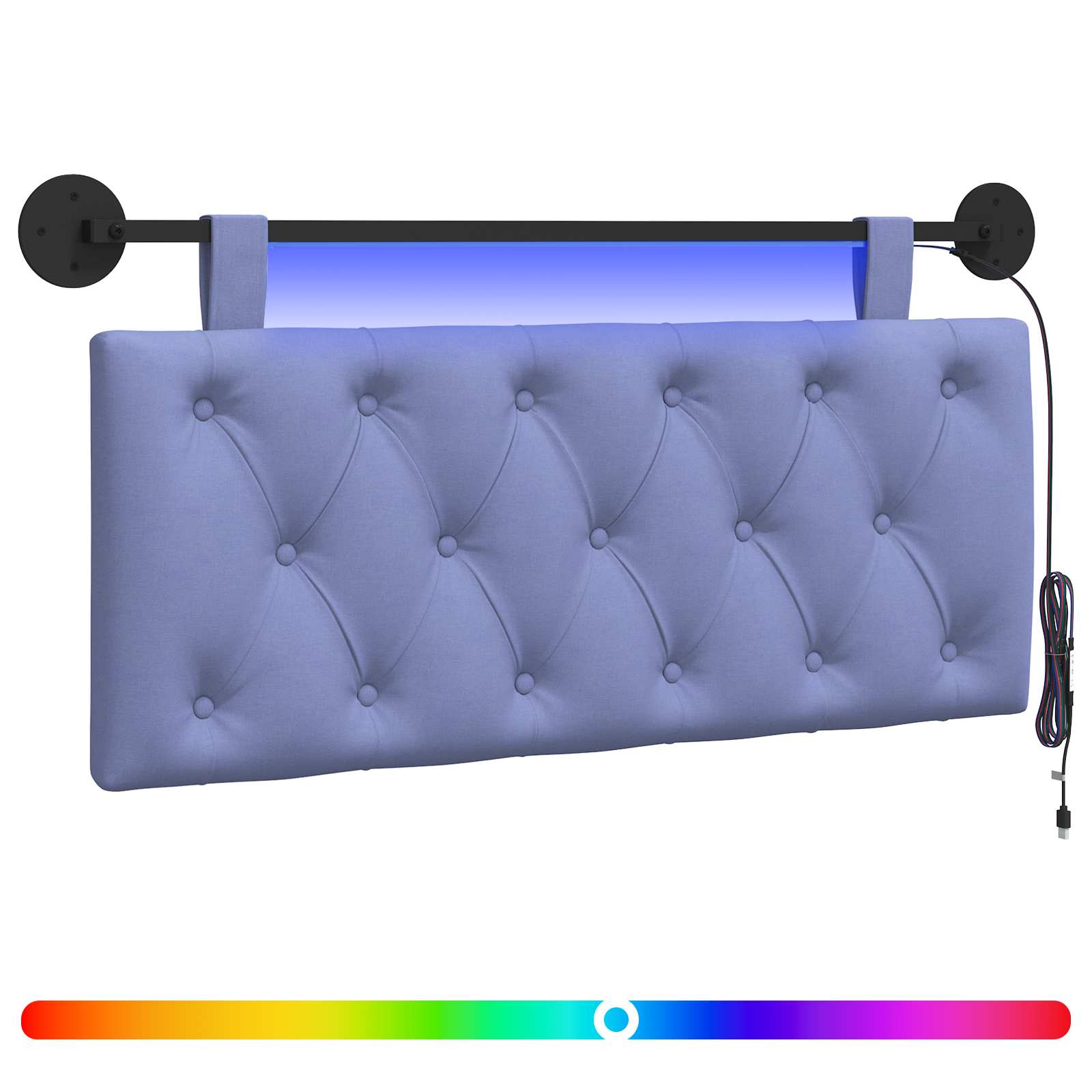 Hängendes Kopfteil Mit LED Licht Jeans blau Stoff