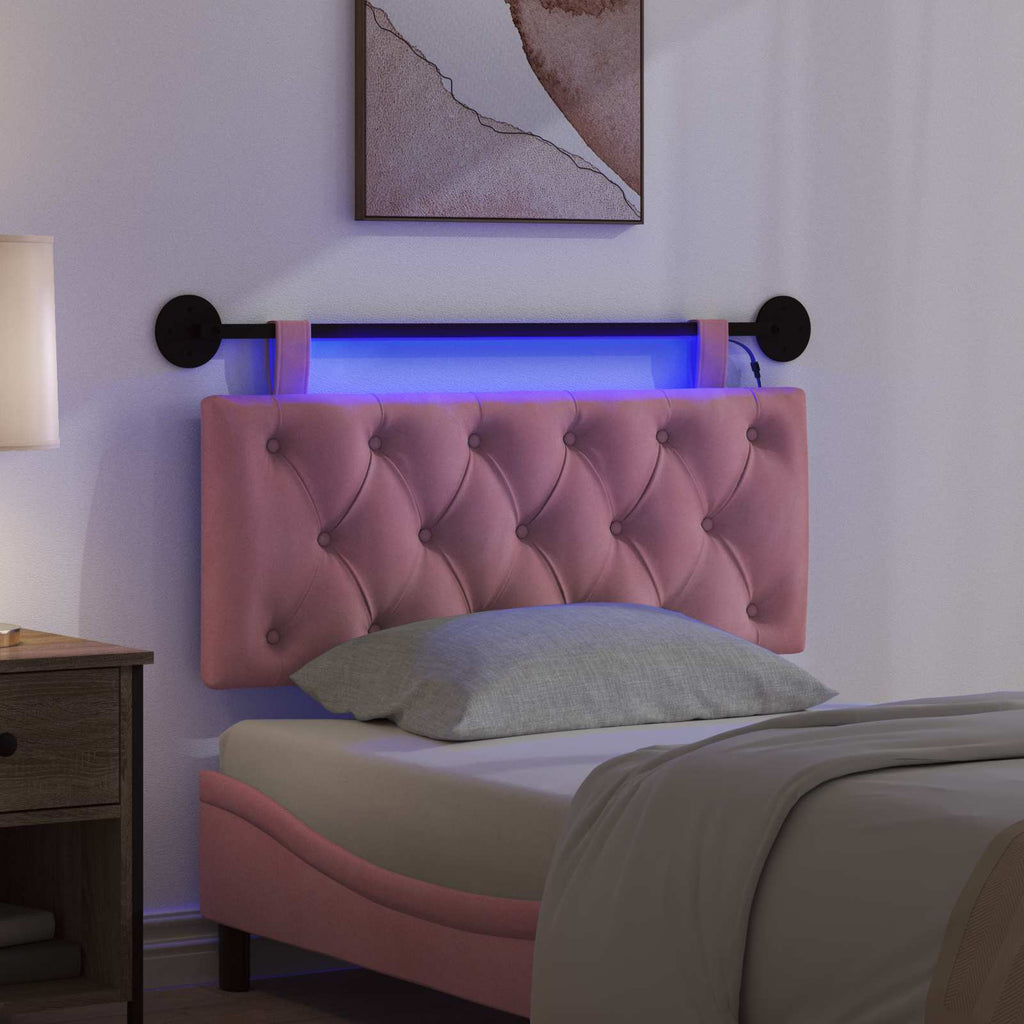 Hängendes Kopfteil Mit LED Licht Rosa Samt