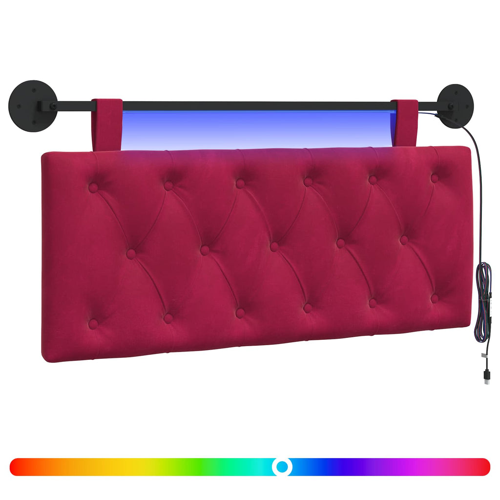 Hängendes Kopfteil Mit LED Licht Weinrot Samt