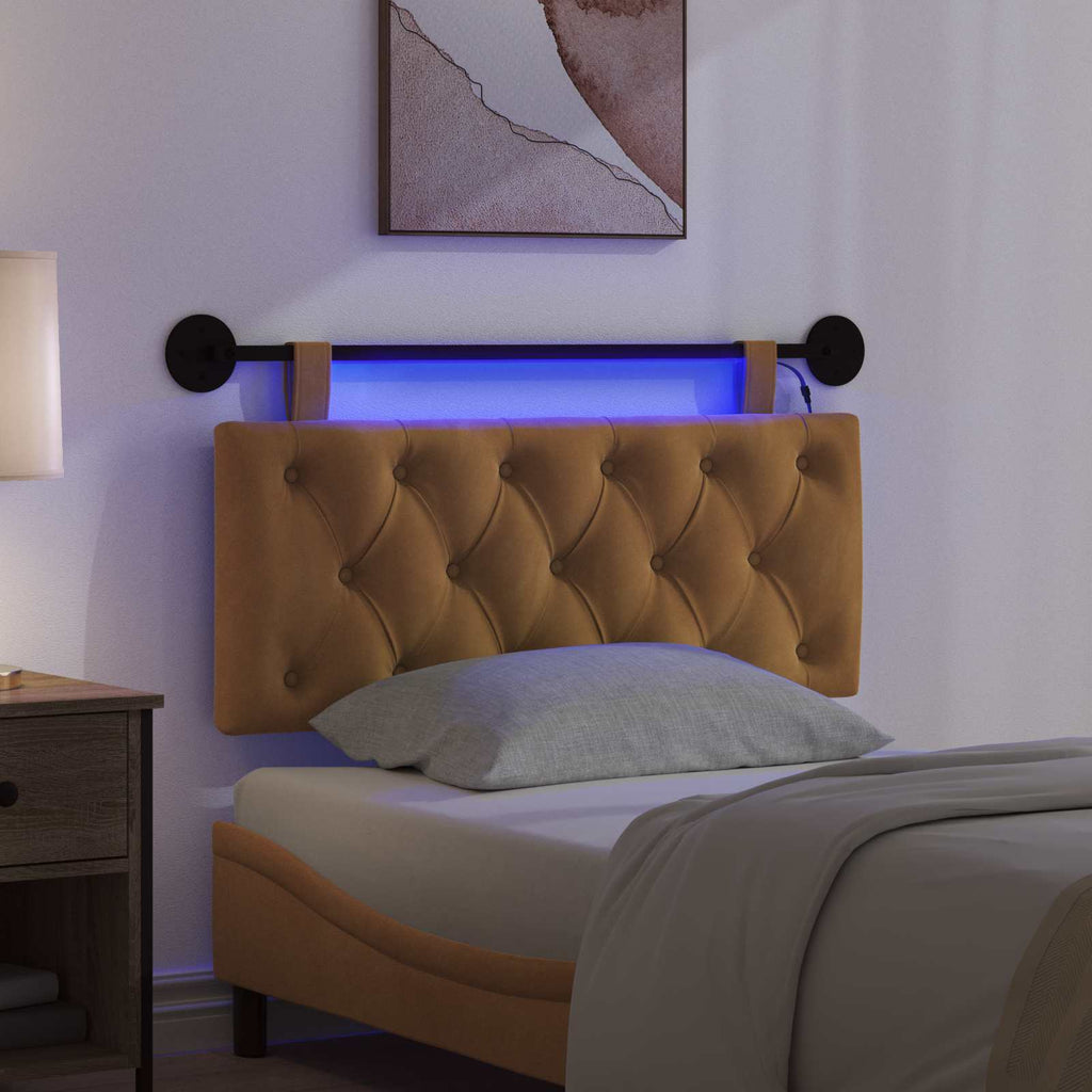 Hängendes Kopfteil Mit LED Licht Braun Samt
