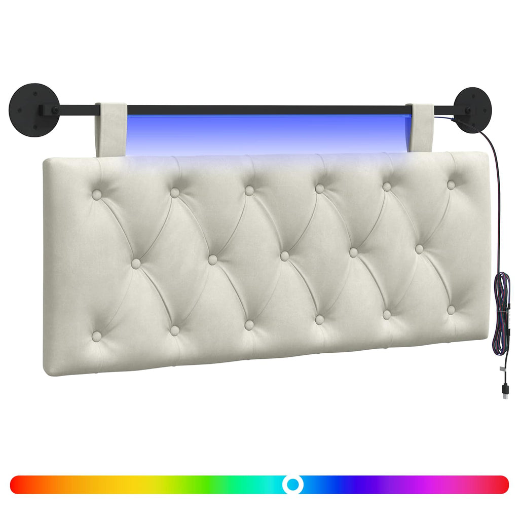 Hängendes Kopfteil Mit LED Licht Creme Samt