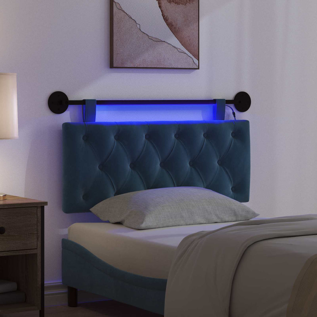 Hängendes Kopfteil Mit LED Licht Blau Samt