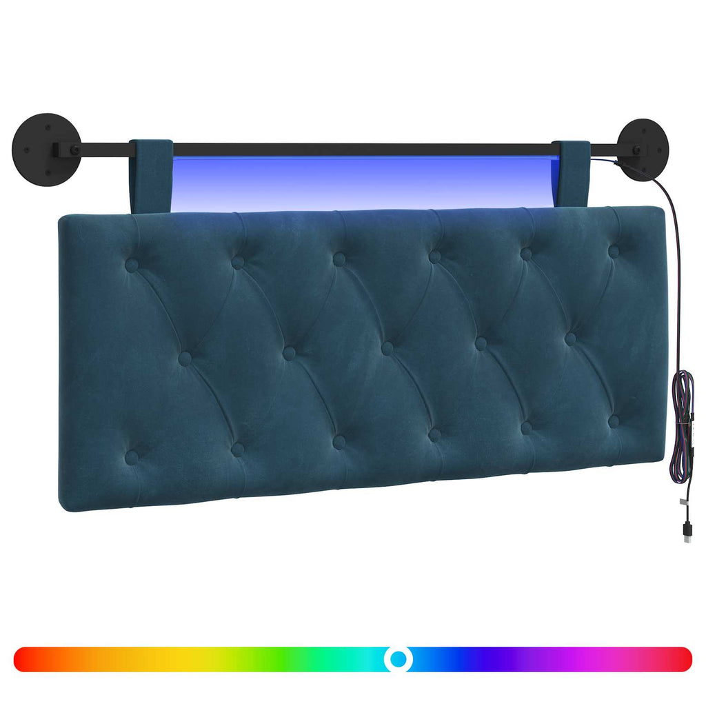 Hängendes Kopfteil Mit LED Licht Blau Samt