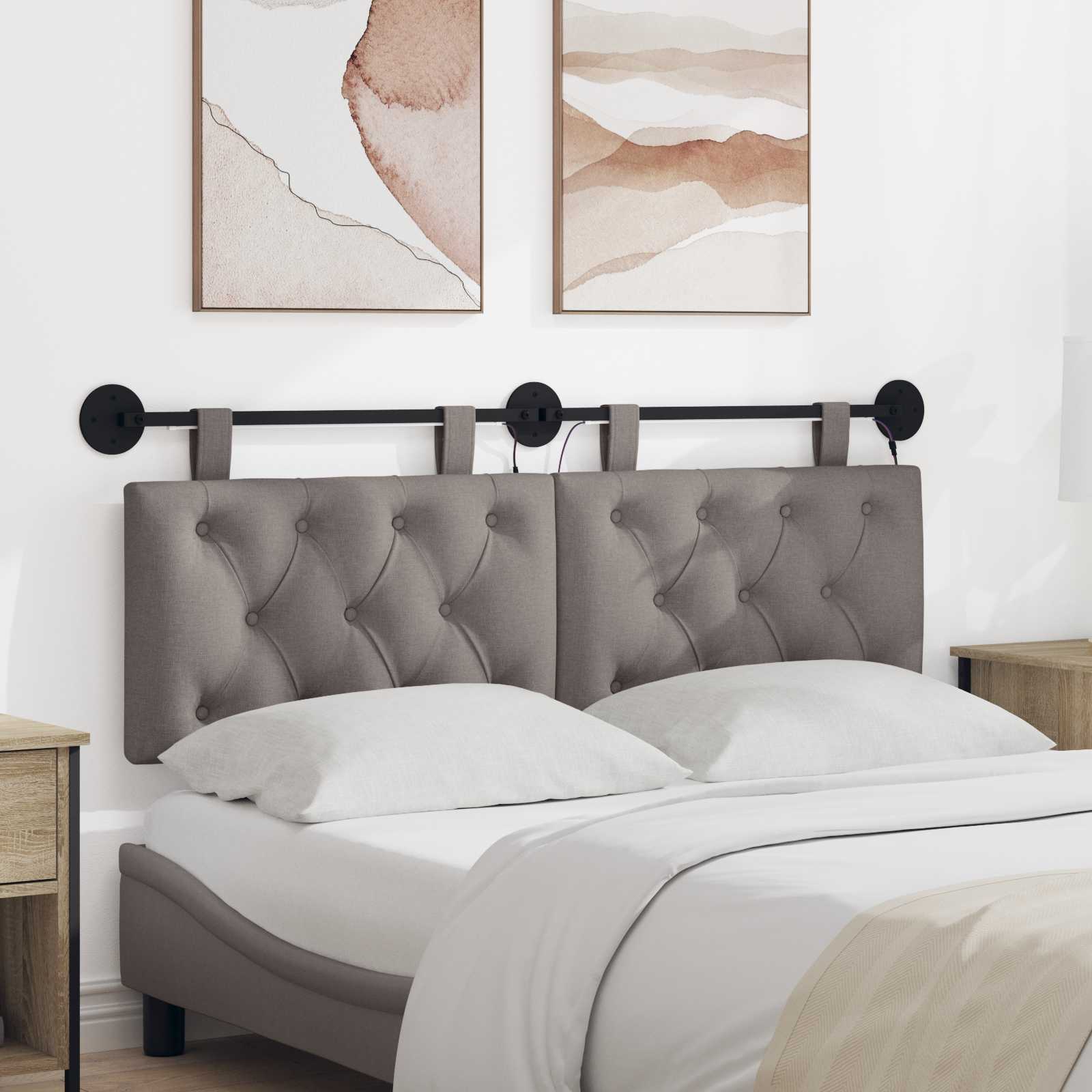 Hängendes Kopfteil Mit LED Licht Taupe Stoff
