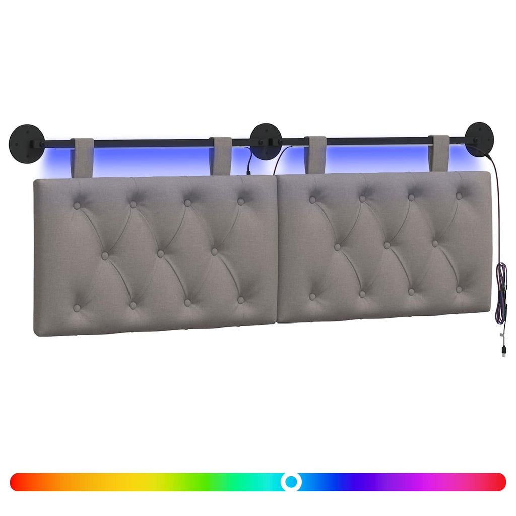 Hängendes Kopfteil Mit LED Licht Taupe Stoff