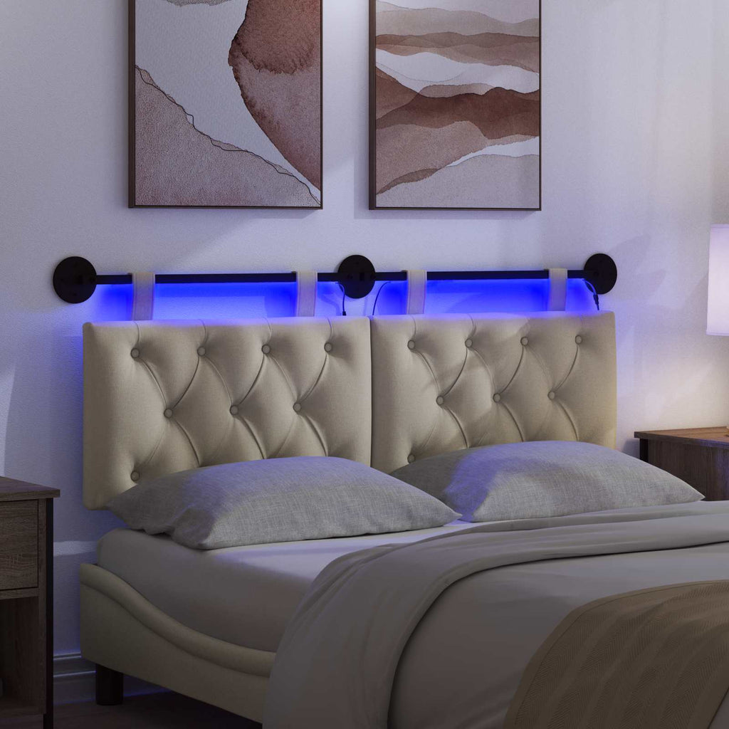 Hängendes Kopfteil Mit LED Licht Creme Stoff