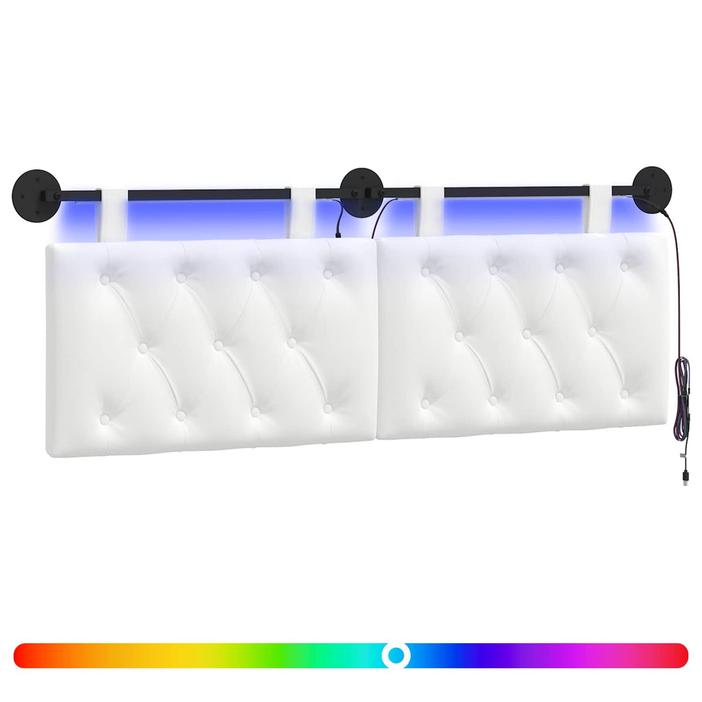 Hängendes Kopfteil Mit LED Licht Weiß Stoff