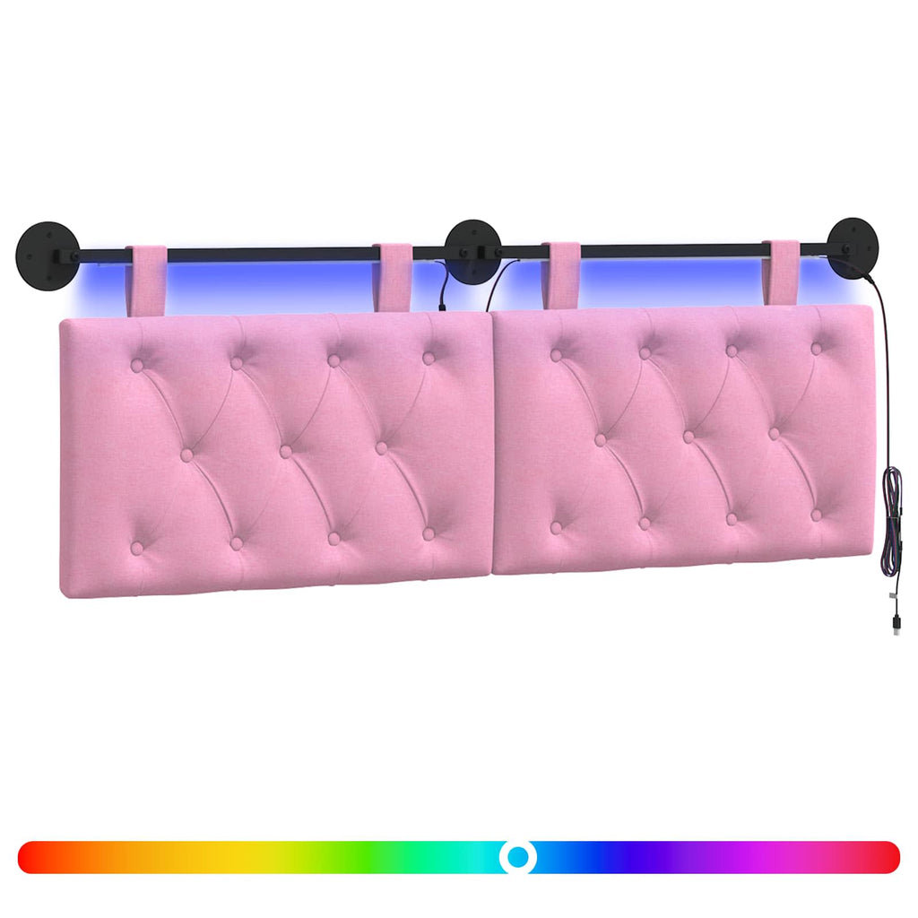 Hängendes Kopfteil Mit LED Licht Rosa Stoff