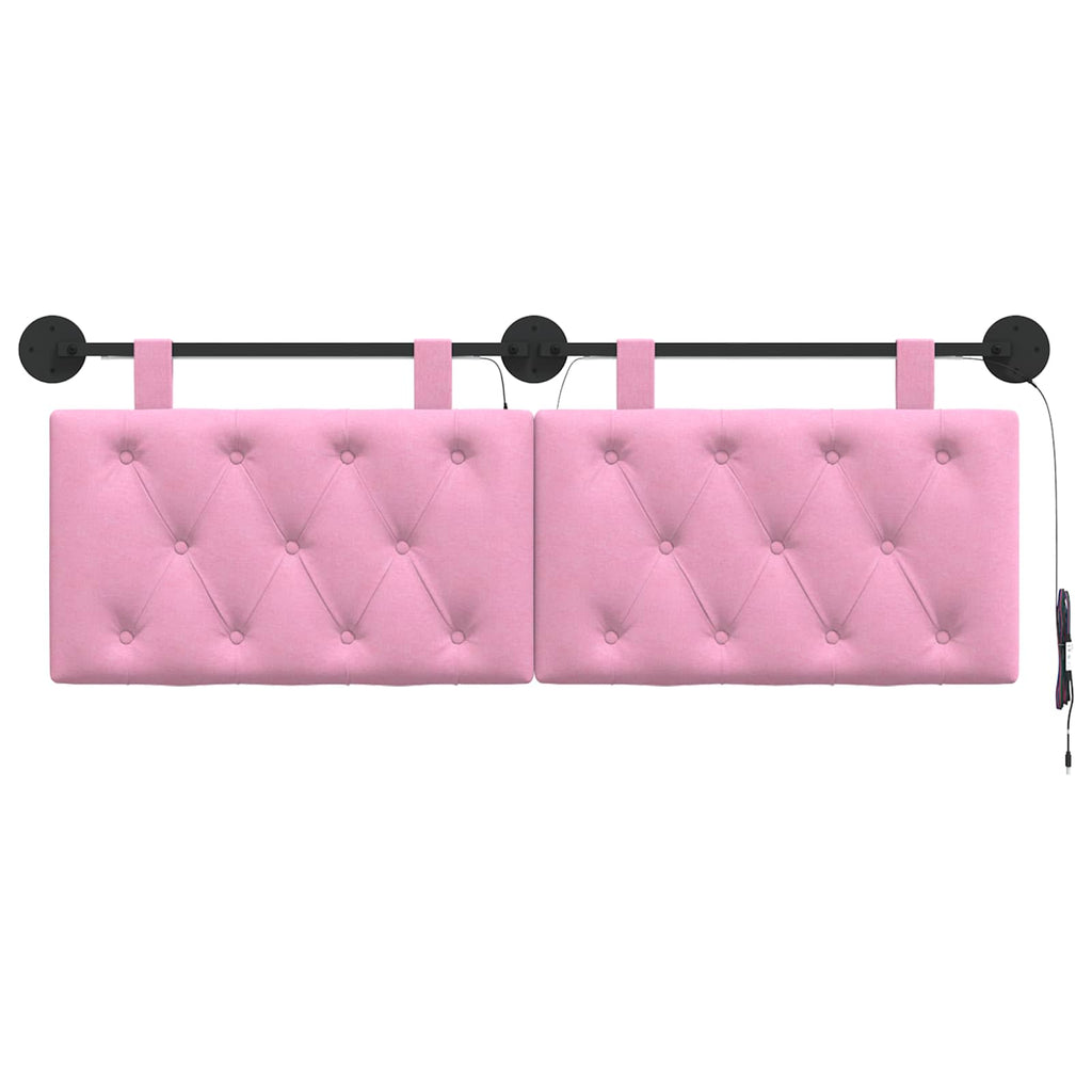 Hängendes Kopfteil Mit LED Licht Rosa Stoff