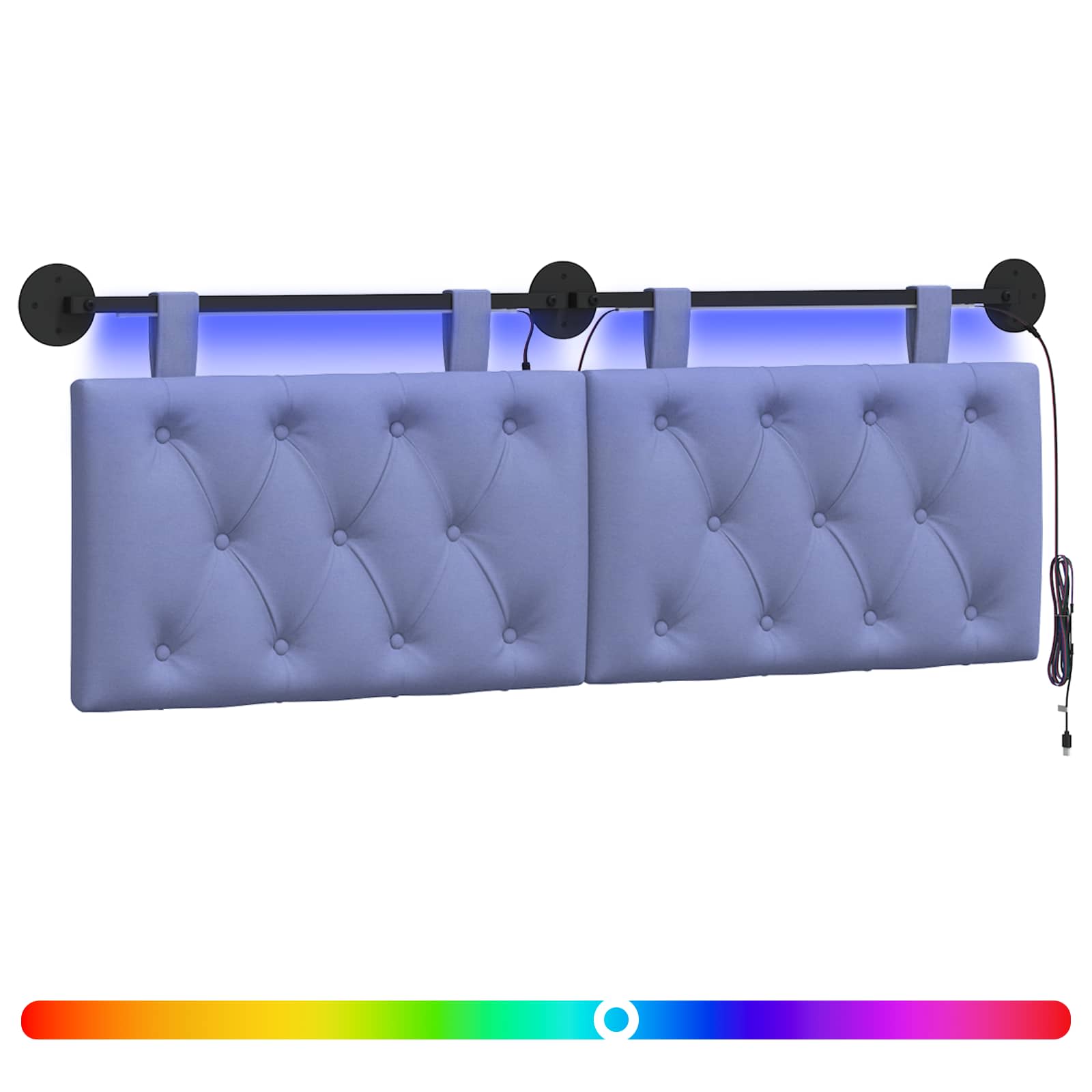 Hängendes Kopfteil Mit LED Licht Jeans blau Stoff