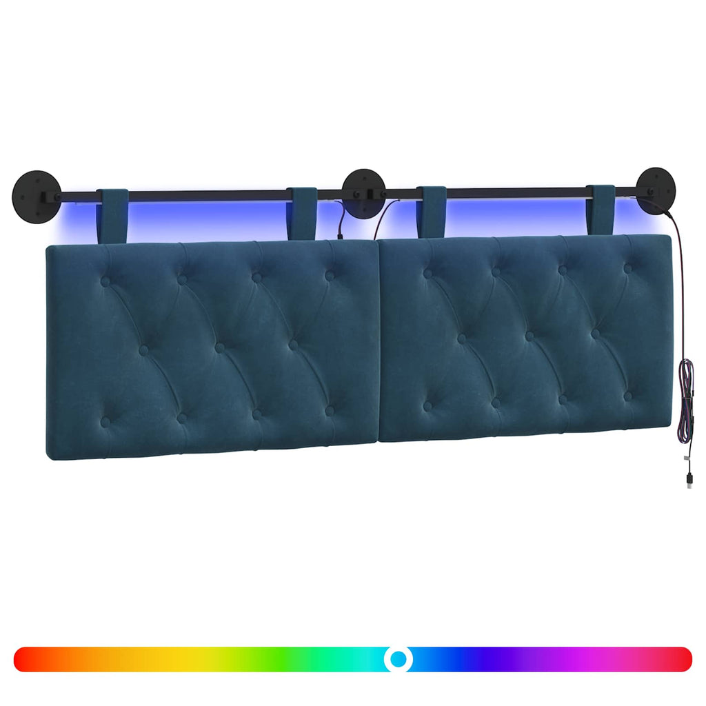Hängendes Kopfteil Mit LED Licht Blau Samt
