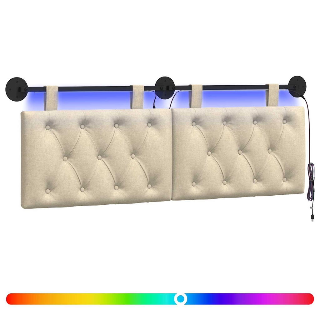 Hängendes Kopfteil Mit LED Licht Creme Stoff