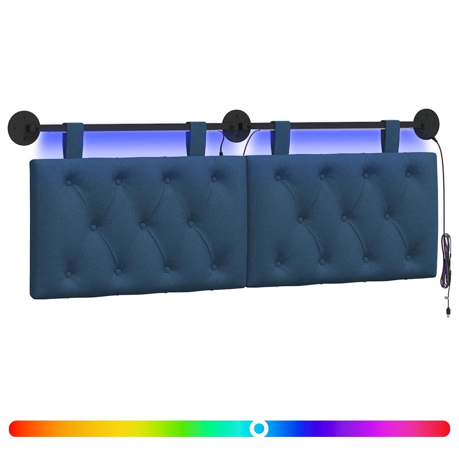 Hängendes Kopfteil Mit LED Licht Blau Stoff