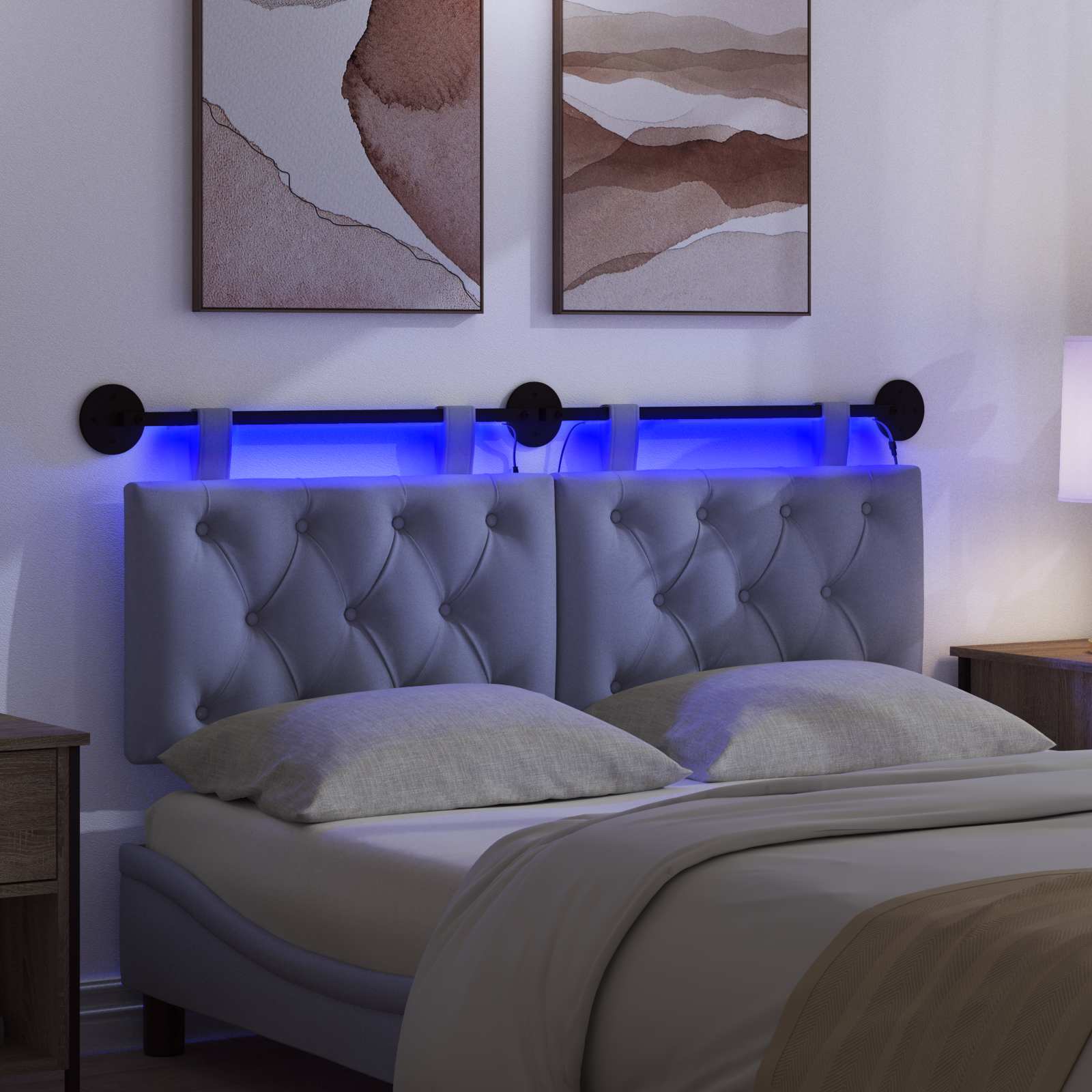 Hängendes Kopfteil Mit LED Licht Jeans blau Stoff