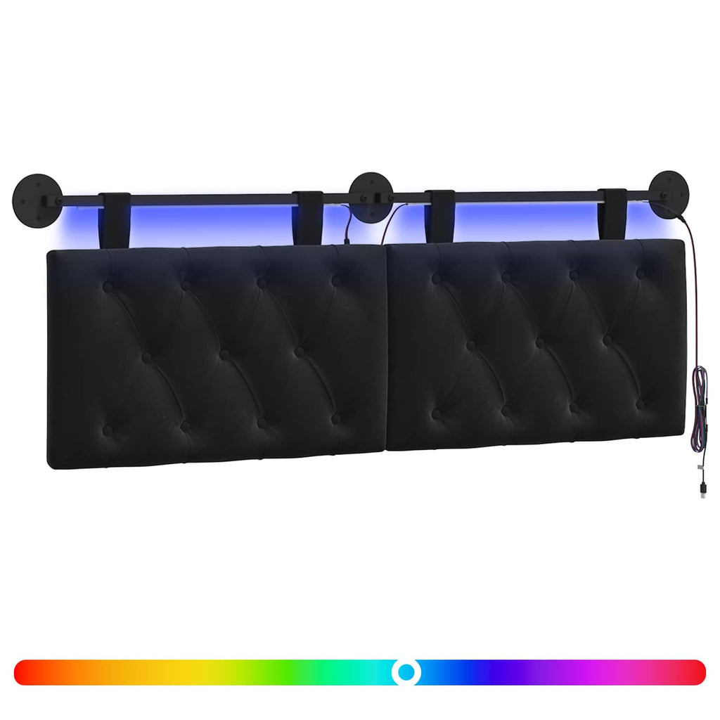 Hängendes Kopfteil Mit LED Licht Schwarz Samt