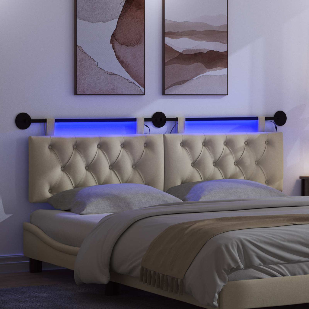 Hängendes Kopfteil Mit LED Licht Creme Stoff