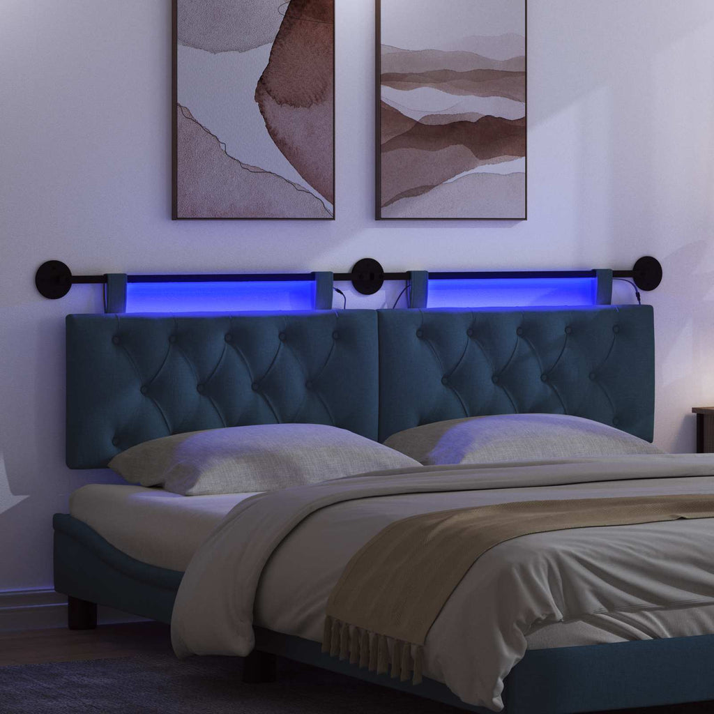 Hängendes Kopfteil Mit LED Licht Blau Stoff