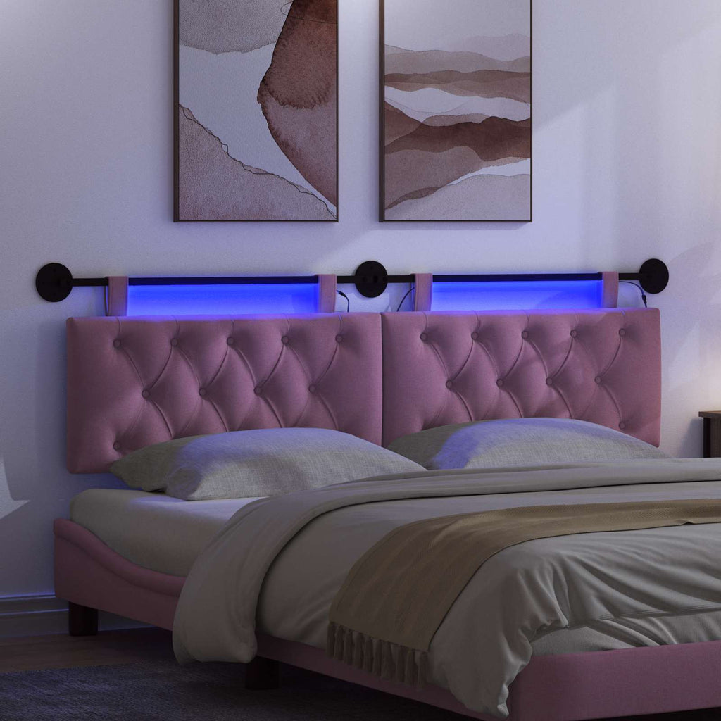 Hängendes Kopfteil Mit LED Licht Rosa Stoff
