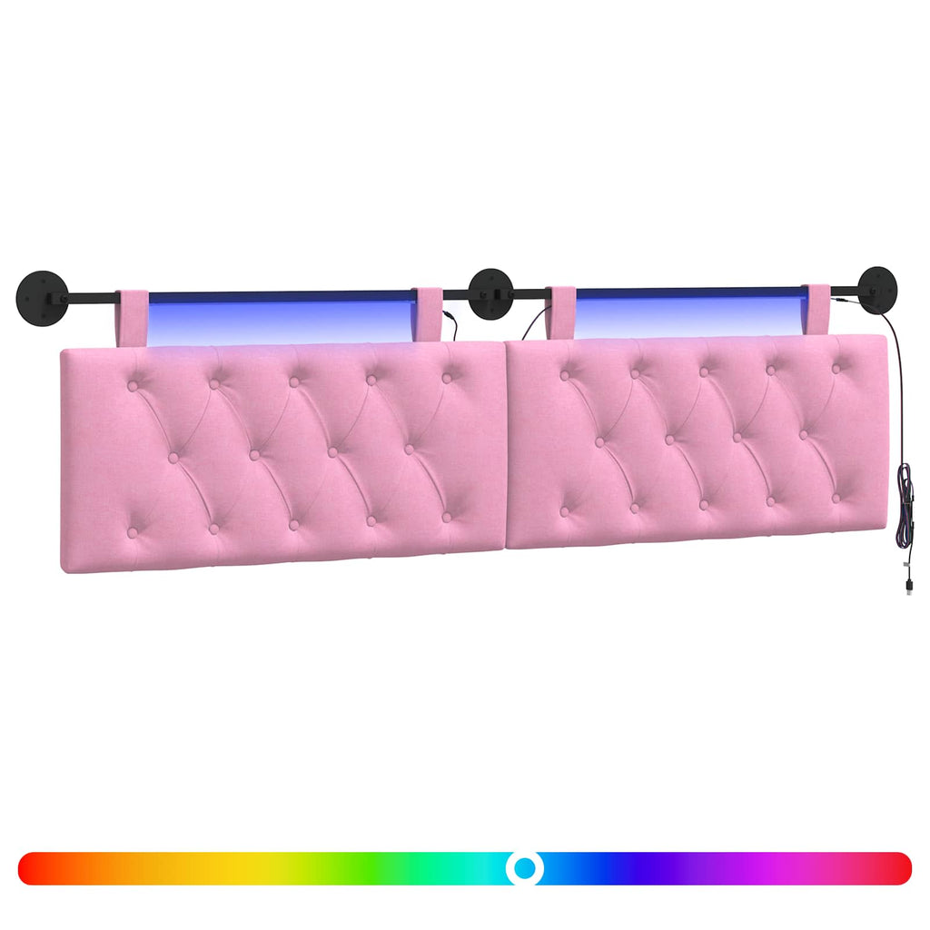 Hängendes Kopfteil Mit LED Licht Rosa Stoff