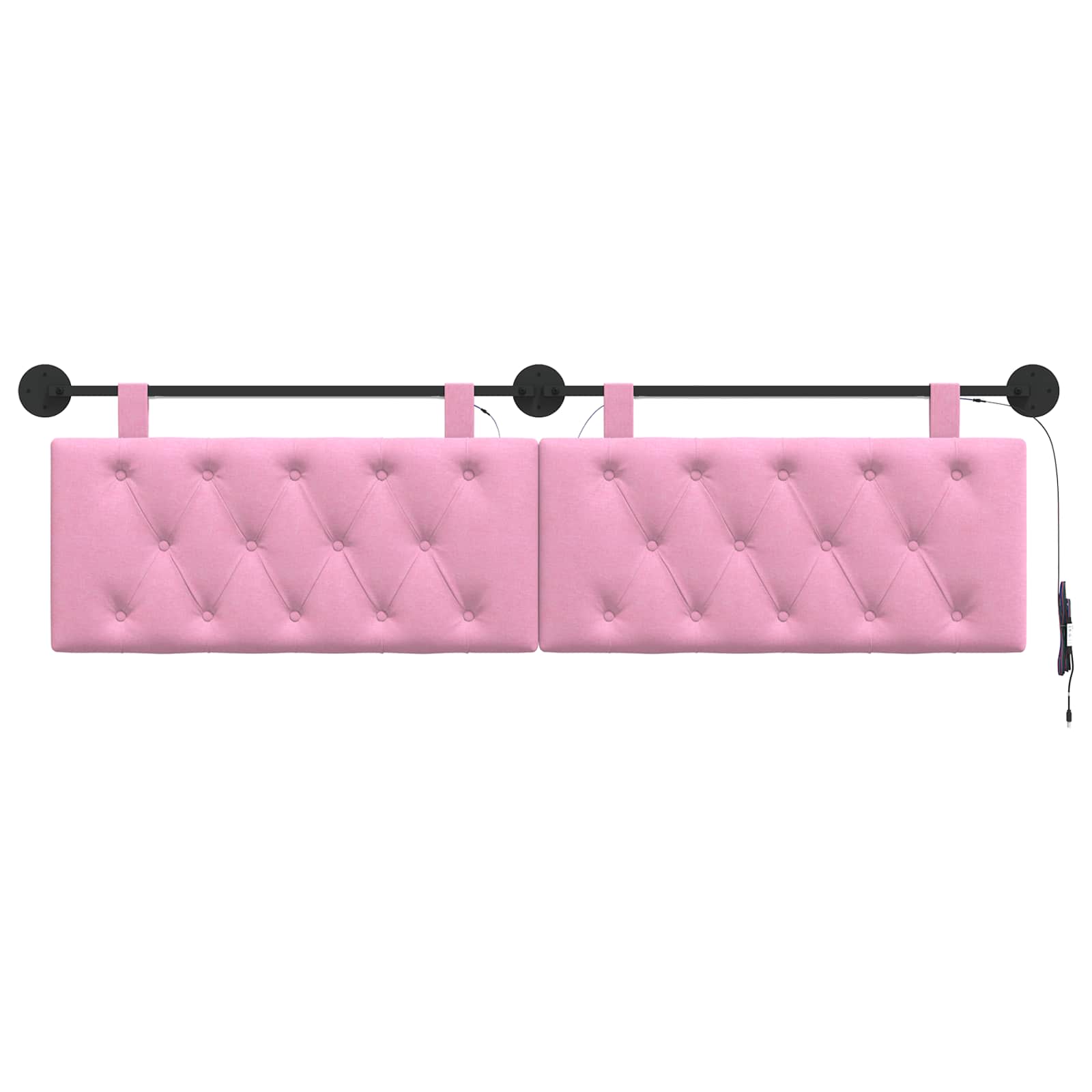 Hängendes Kopfteil Mit LED Licht Rosa Stoff