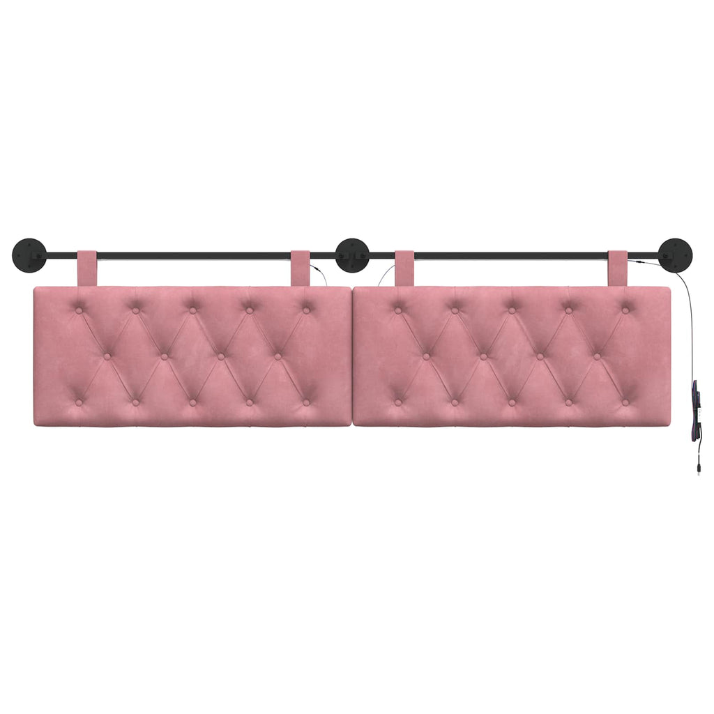 Hängendes Kopfteil Mit LED Licht Rosa Samt