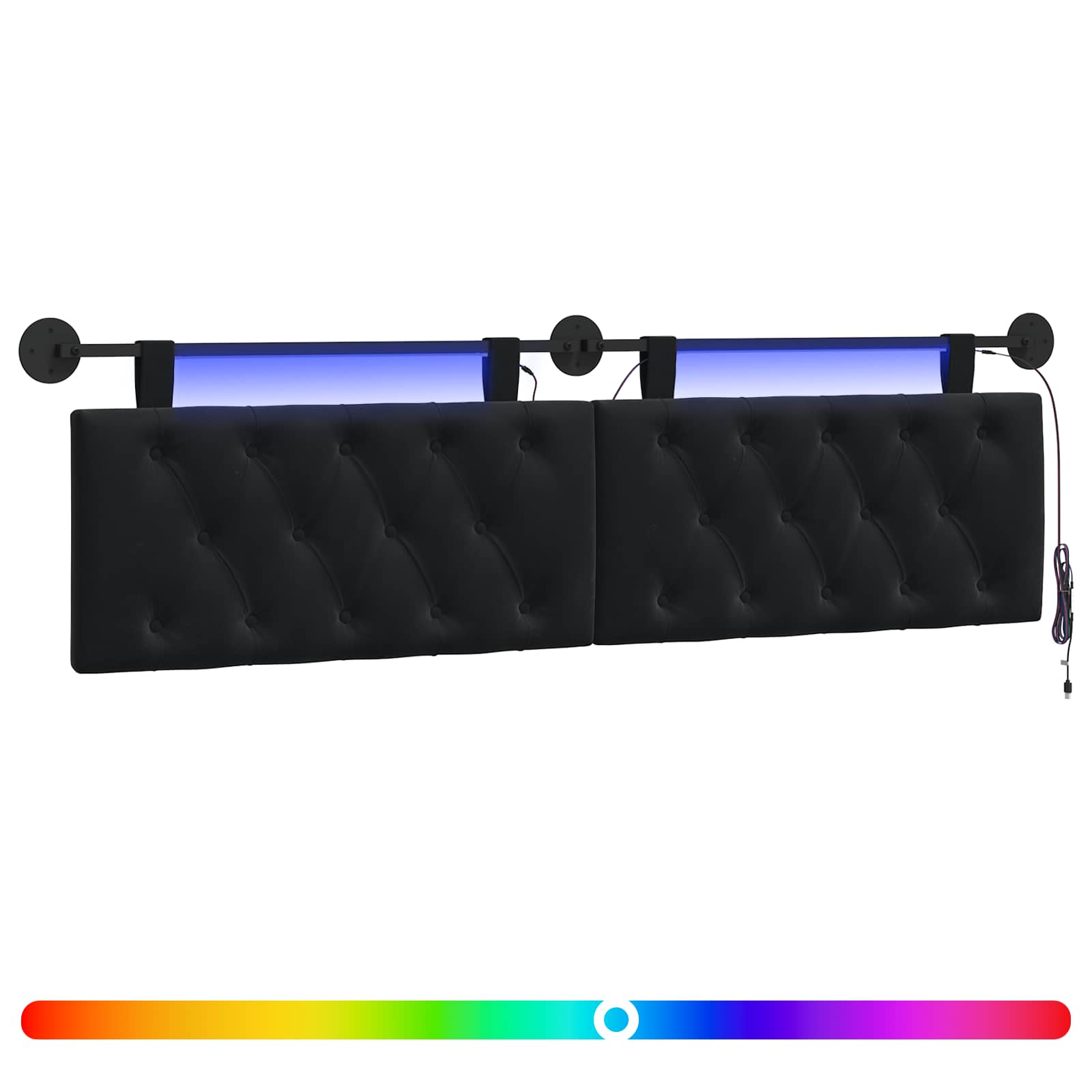 Hängendes Kopfteil Mit LED Licht Schwarz Samt