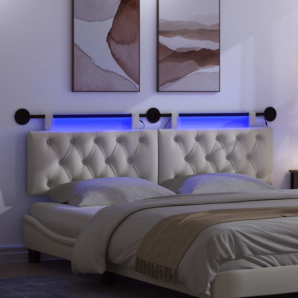 Hängendes Kopfteil Mit LED Licht Creme Samt
