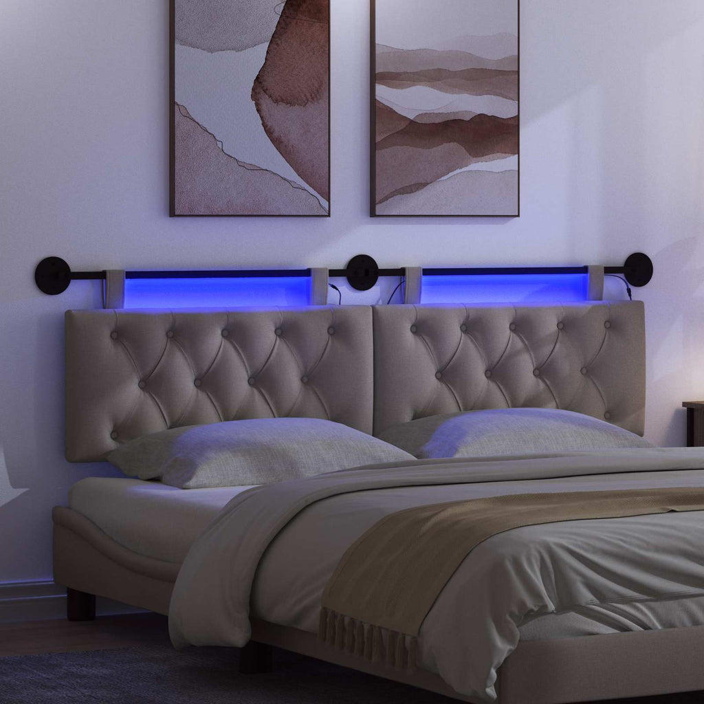 Hängendes Kopfteil Mit LED Licht Taupe Stoff