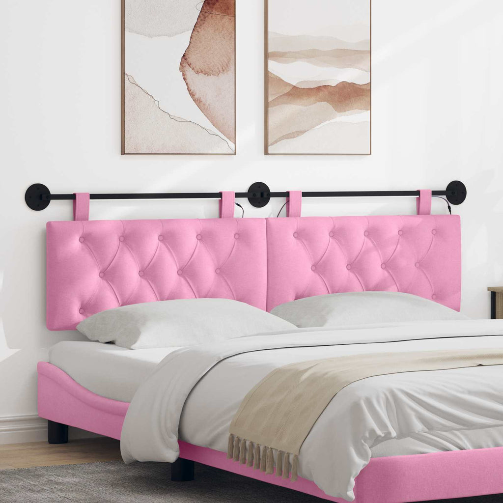 Hängendes Kopfteil Mit LED Licht Rosa Stoff