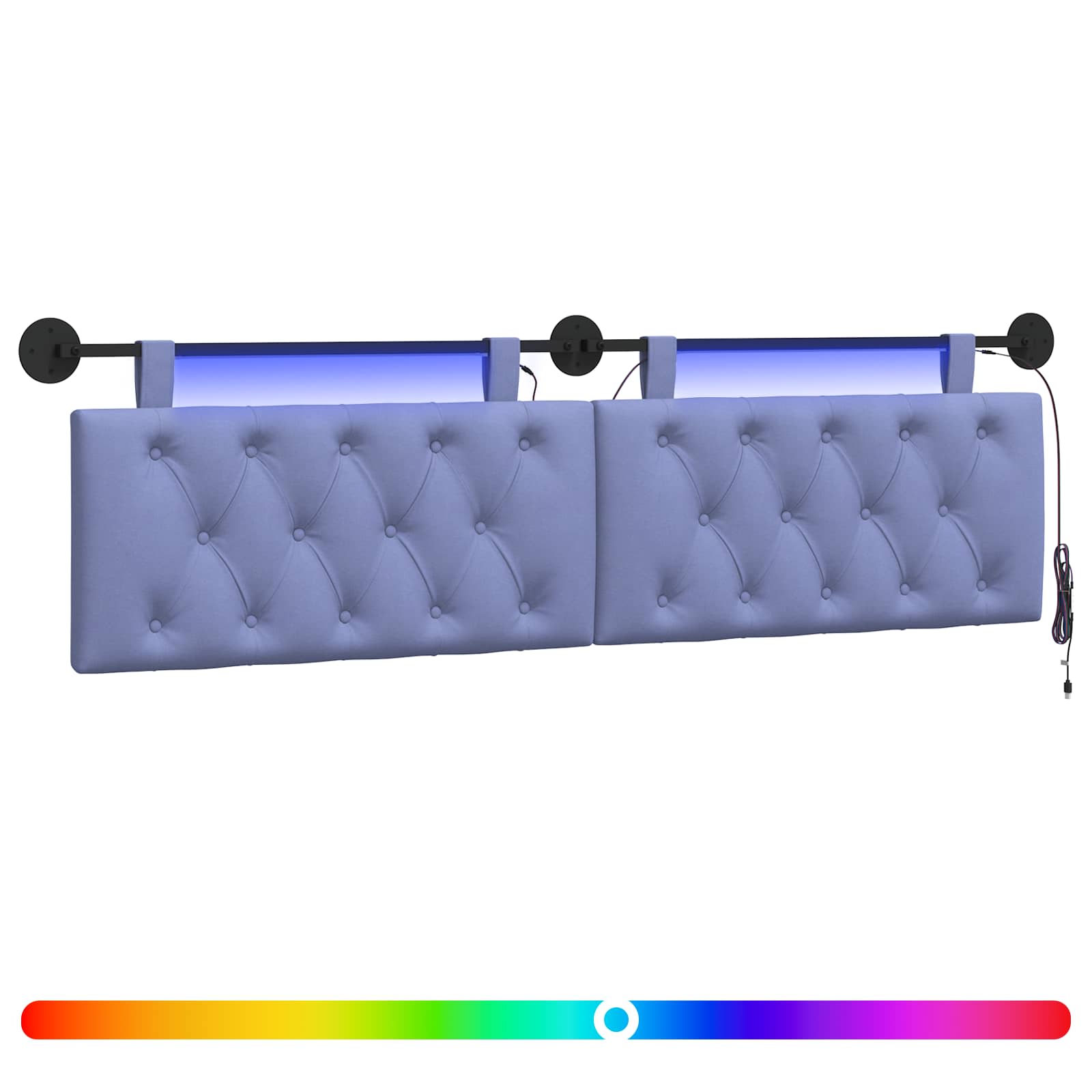 Hängendes Kopfteil Mit LED Licht Jeans blau Stoff
