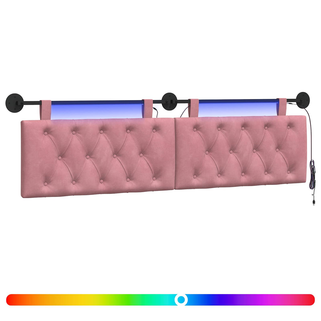 Hängendes Kopfteil Mit LED Licht Rosa Samt