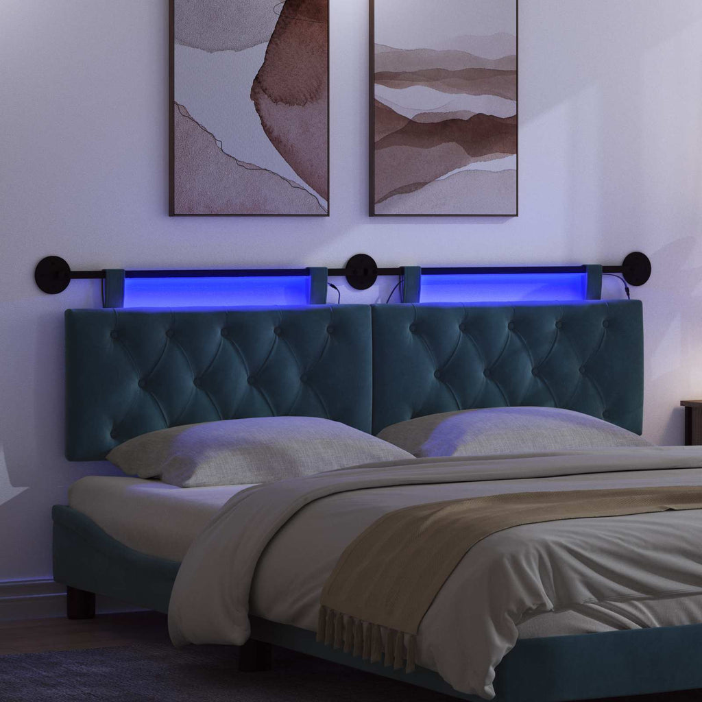 Hängendes Kopfteil Mit LED Licht Blau Samt