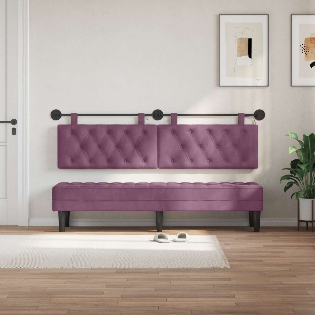 Hängendes Kopfteil Mit LED Licht Lila Samt