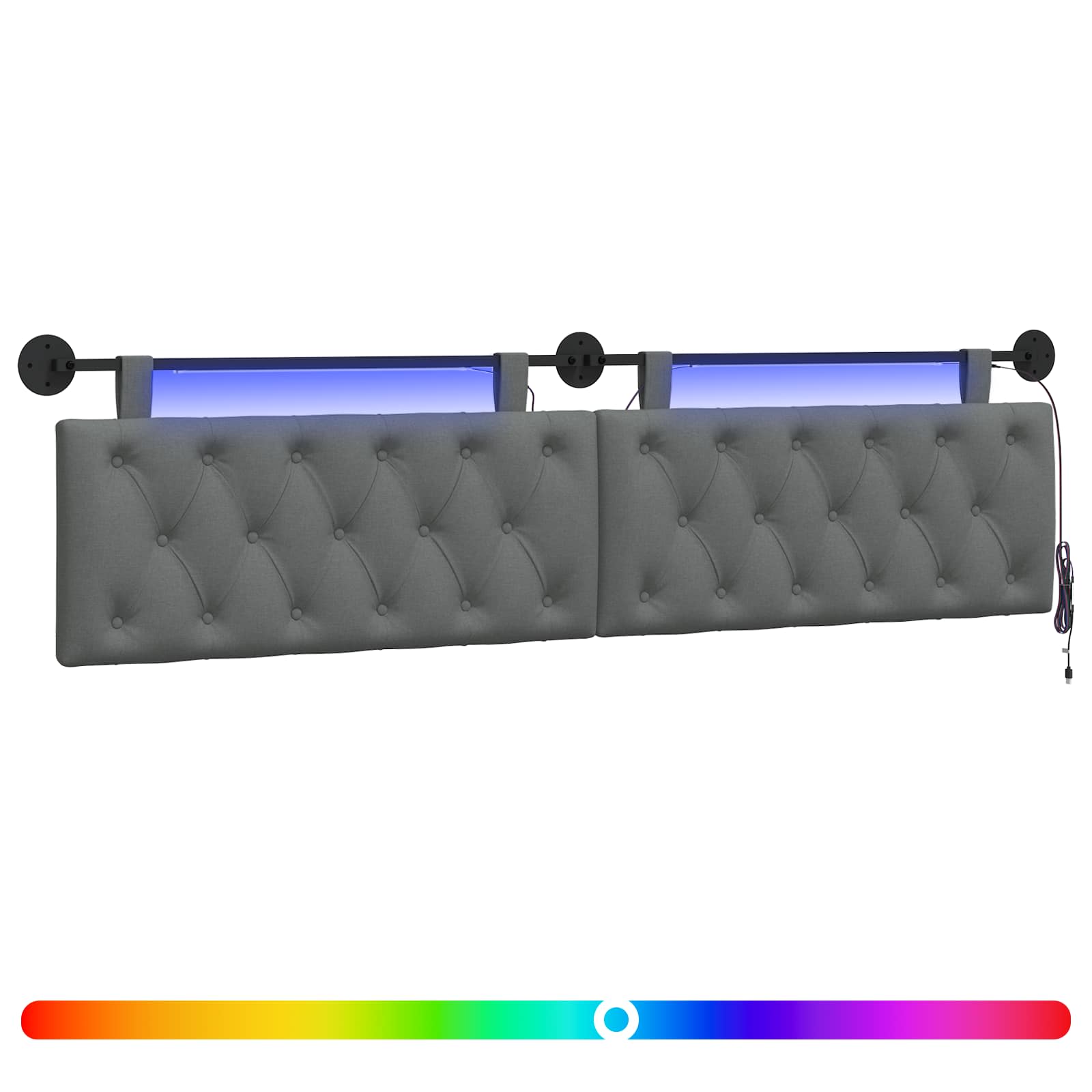 Hängendes Kopfteil Mit LED Licht Dunkelgrau Stoff