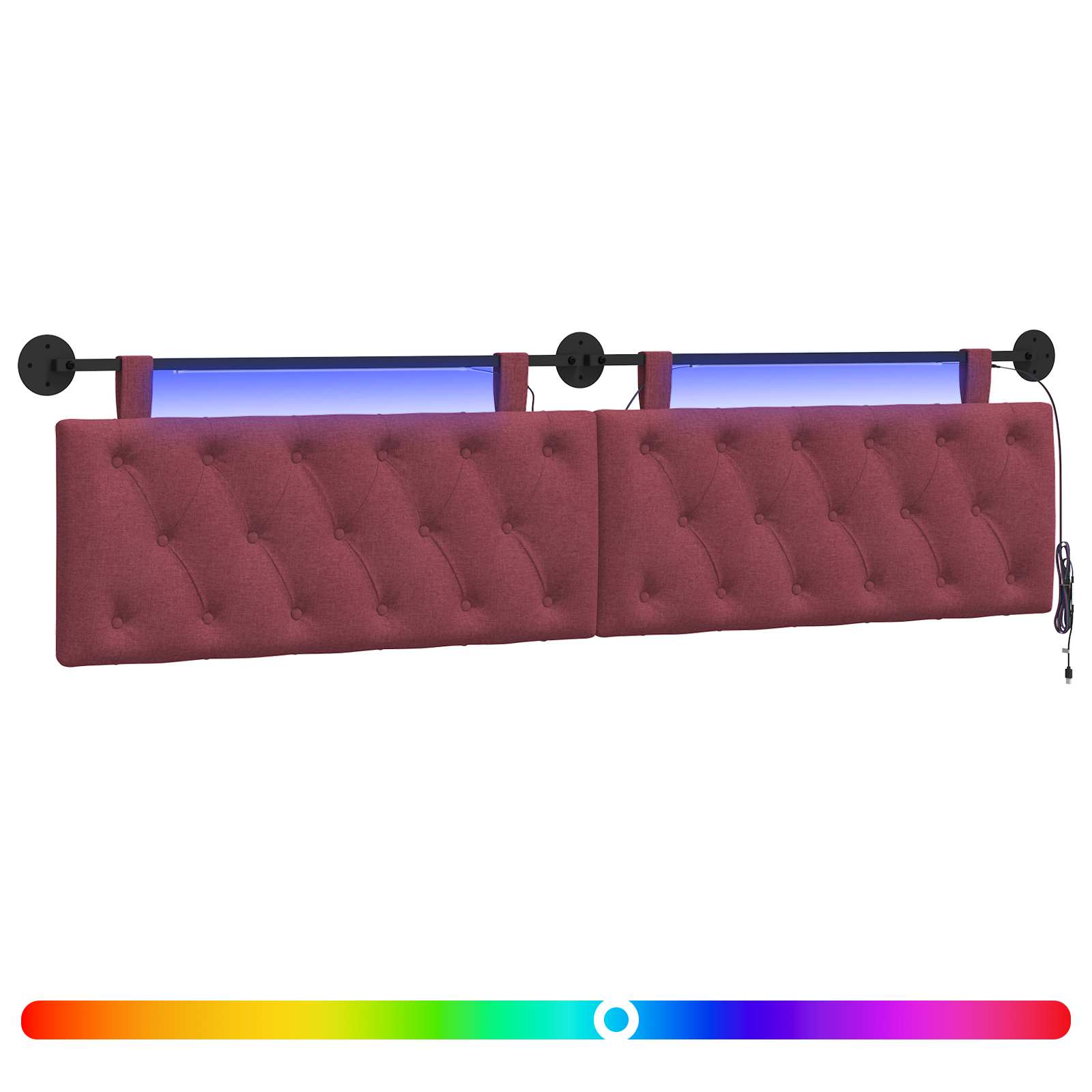 Hängendes Kopfteil Mit LED Licht Weinrot Stoff