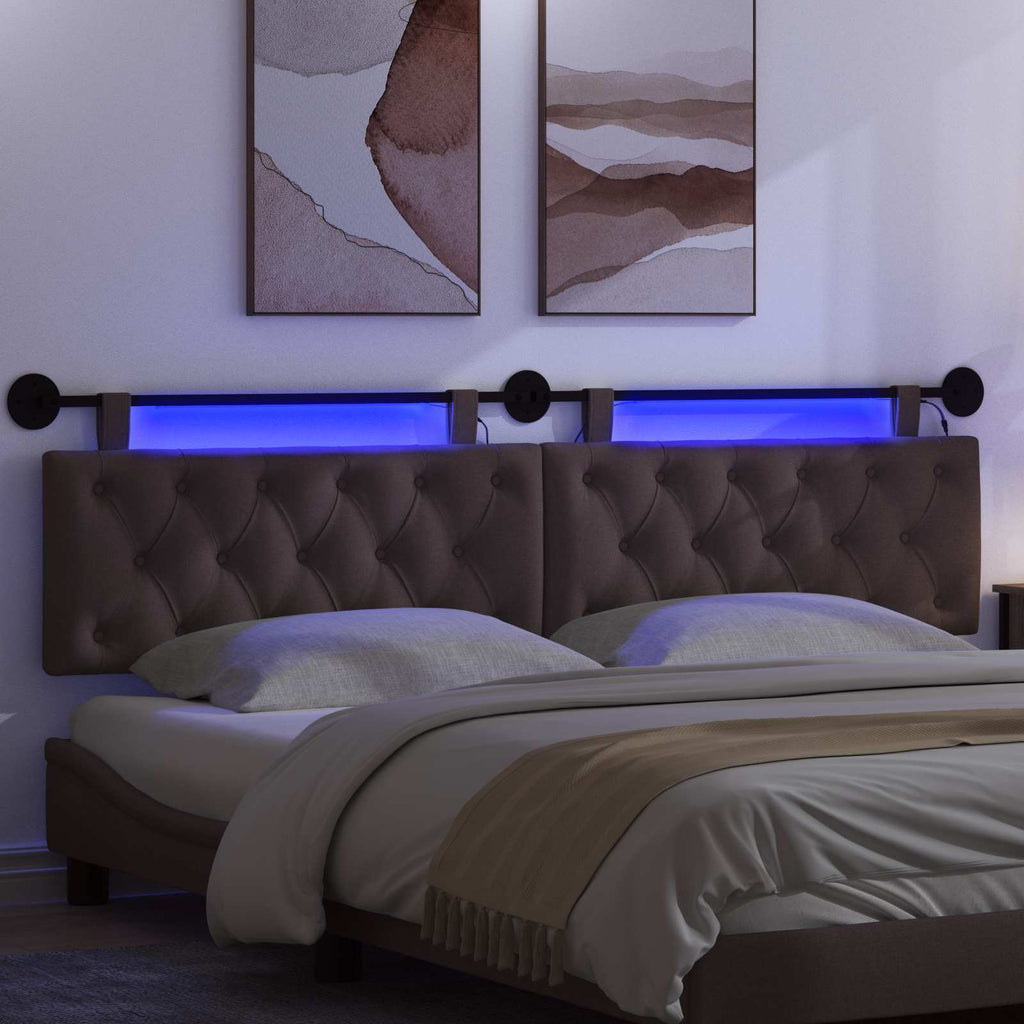 Hängendes Kopfteil Mit LED Licht Dunkelbraun Stoff
