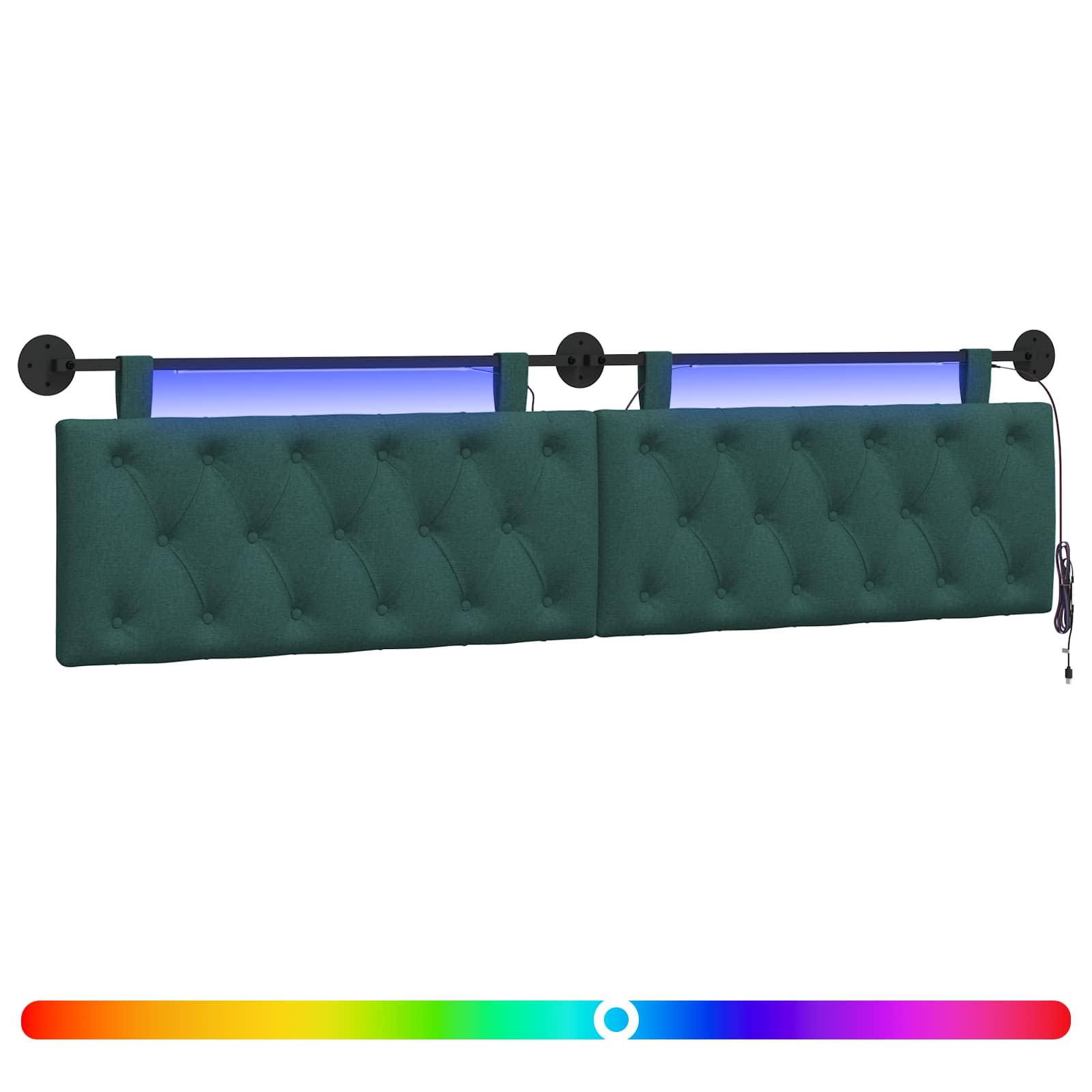 Hängendes Kopfteil Mit LED Licht Dunkelgrün Stoff