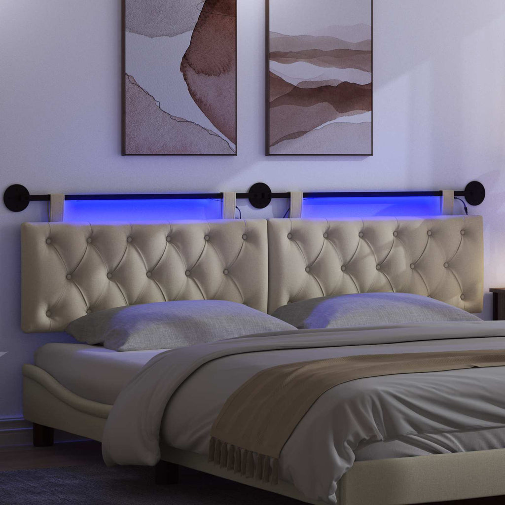 Hängendes Kopfteil Mit LED Licht Creme Stoff