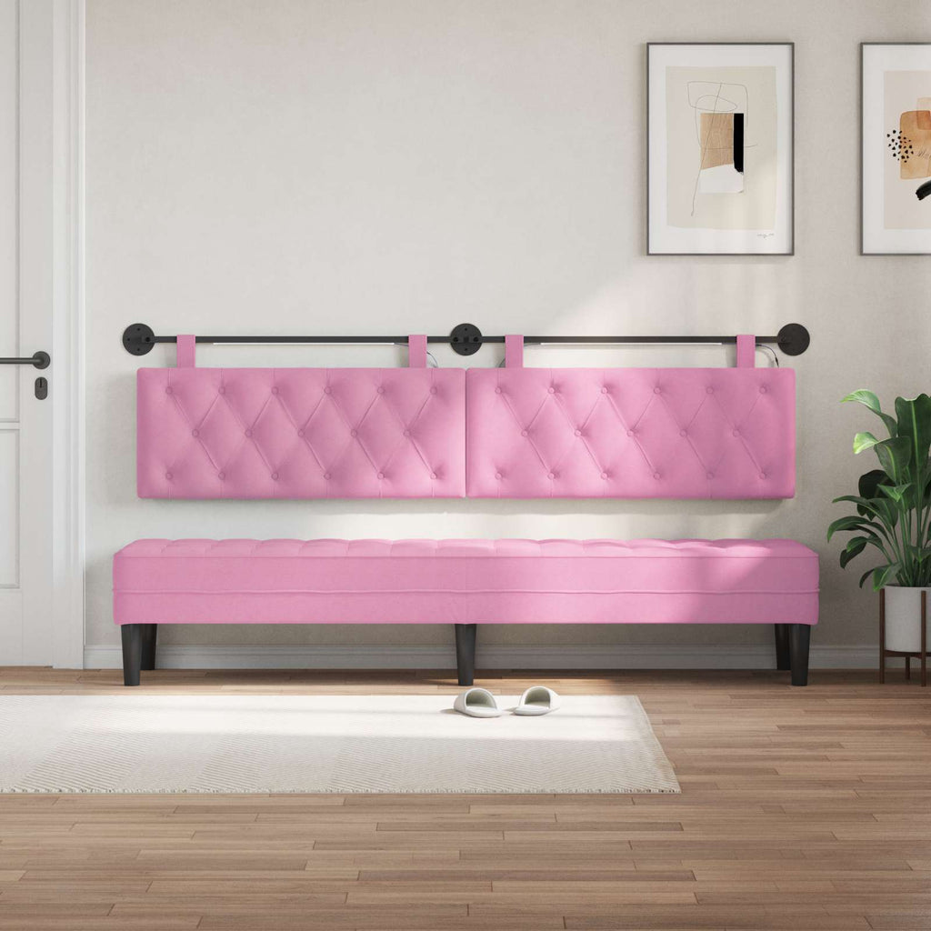 Hängendes Kopfteil Mit LED Licht Rosa Stoff